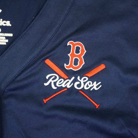 NEW Boston Red Sox V-Neck Baseball Jersey Womens Medium Navy Blue Button Shirt - Picture 3 of 9